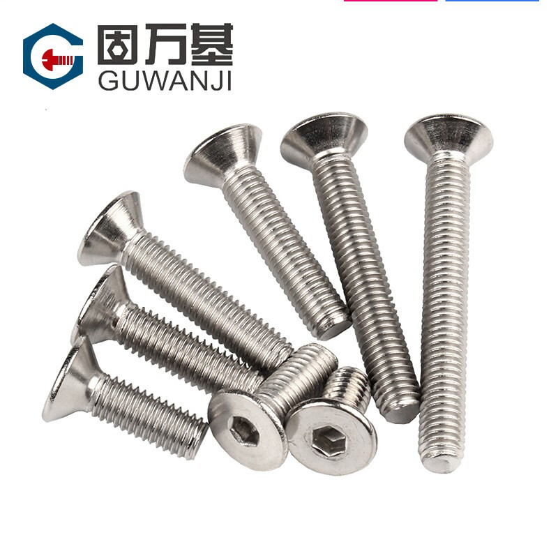Guwanji 304 stainless steel flat head hexagonal screws, countersunk head hexagonal screws, flat cup hexagonal bolts M3x8 100 pieces