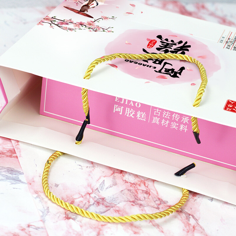 Guangsu donkey hide gelatin cake packaging box gift box 250g/500g handbag gift paper box handmade donkey hide gelatin cake gift box high-end gift half catty box petal gift box 500g (10 sets)