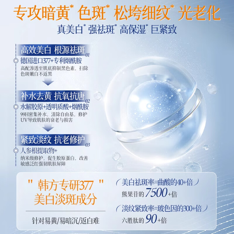 Korean herbal grain 377 whitening, hydrating, and moisturizing lotion 2-piece set toner, anti-freckle cream, skin care chemicals, Chinese Valentine's Day