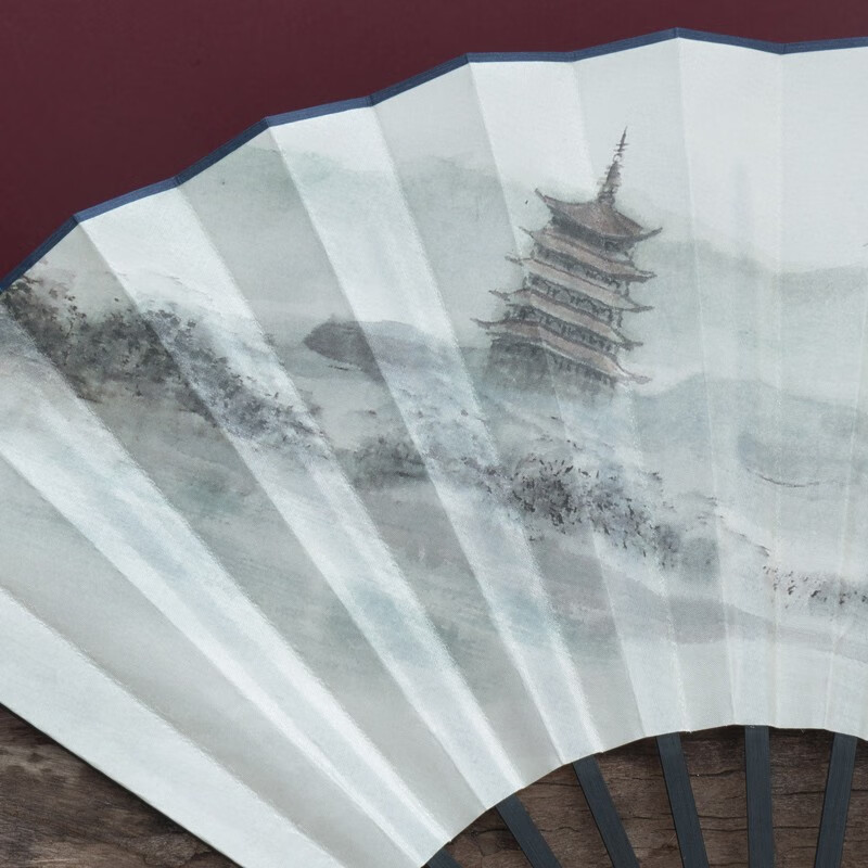 Wang Xingji fan souvenir Chinese style folding fan ancient style intangible cultural heritage silk fan 10 inches men's folding fan gift box for foreigners Taohua'an 10 inches