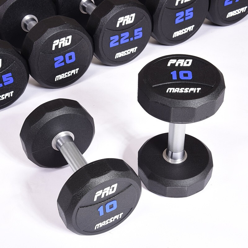 MASSFIT PRO fixed PU dumbbell men's fitness home fixed value commercial dumbbell rack personal training 12-sided environmentally friendly tasteless dumbbell PU dumbbell 7.5KG*2 pieces