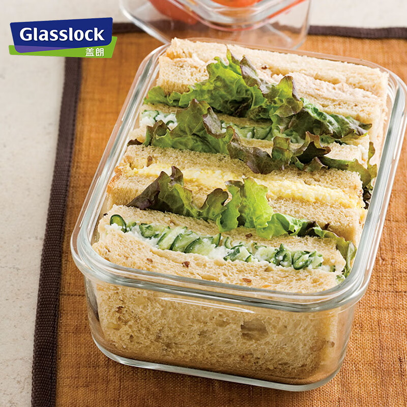 GLASSLOCK imported tempered glass crisper box for office workers with rice, microwave oven heated lunch box, large capacity lunch box 1100ml