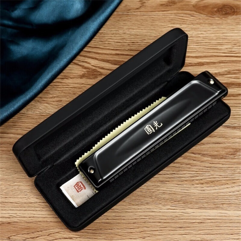 Guoguang 24-hole polyphonic harmonica #A/B/C/D/E/F/G imported gongs for beginners, adults, professional performance level with engraving, 24 holes in C key, performance level-polyphony-commonly used keys