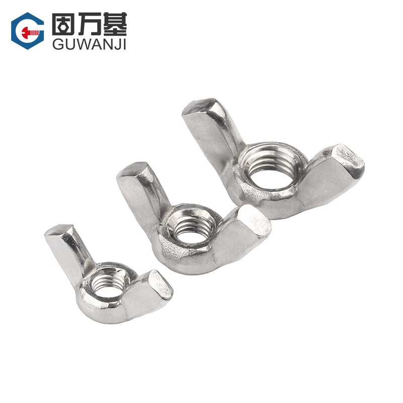 Guwanji 304 stainless steel butterfly nut butterfly nut ingot horn nut cap hand screw nut national standard screw cap 304 material M6 10 pieces