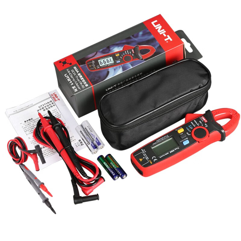 UNI-T mini digital clamp multimeter, smart burn-proof multimeter, high-precision multi-functional electrician-specific ammeter UT211B (DC current 600mA/resistance)