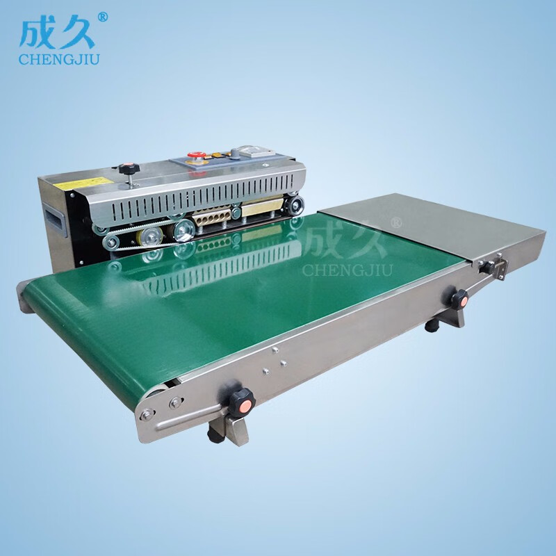 FR-400 widened heavy bag continuous film sealing machine Kraft paper bag automatic plastic bag PE bag sealing and packaging machine Aluminum foil bag conveyor table widened sealing machine