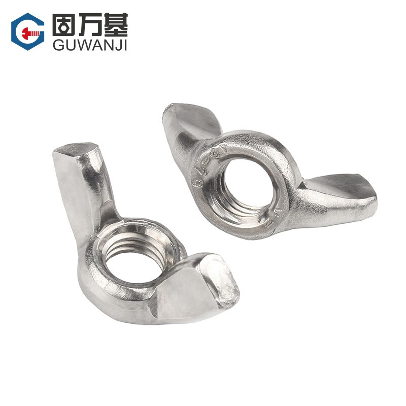 Guwanji 304 stainless steel butterfly nut butterfly nut ingot horn nut cap hand screw nut national standard screw cap 304 material M6 10 pieces