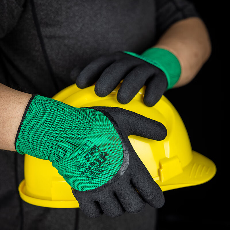 Henghui dipped labor protection gloves rubber non-slip wear-resistant breathable latex rubber construction site work handling work maintenance protective gloves DGN27