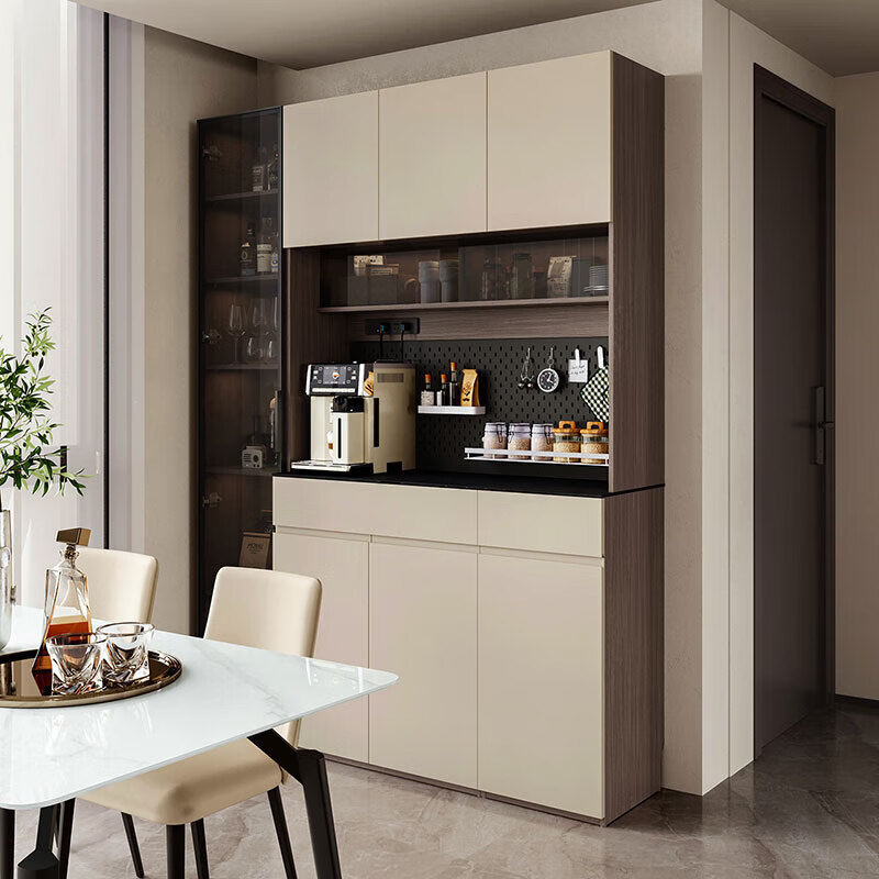 Lin's Home Italian Simple Sideboard Storage Cabinet Living Room Wall Tea Cabinet Wine Cabinet Lin's Wood Industry TV1T Functional Sideboard High Cabinet + Dining Table + Dining Chair