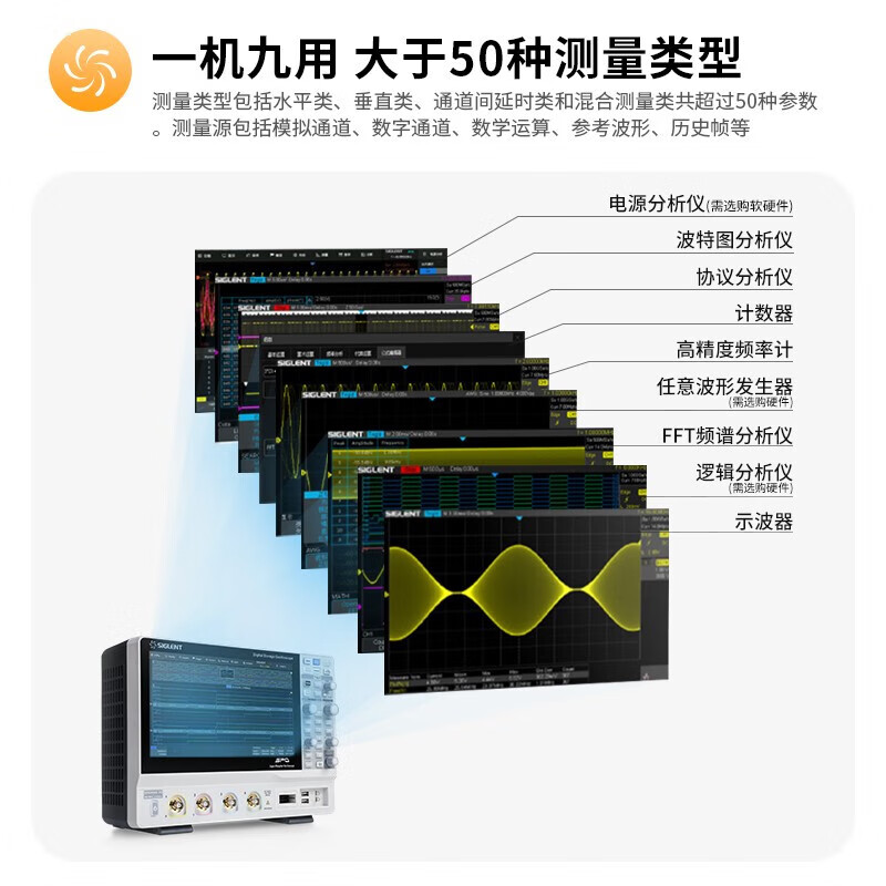SIGLENT oscilloscope SDS800X HD 2/4 channel SDS802/804/814X HD 12bit resolution SDS800XHD-FG waveform analysis option