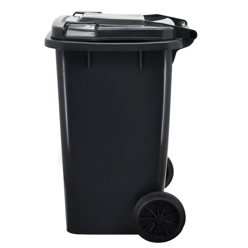 Hasdick 240L outdoor large trash can trailer outdoor sanitation hotel kitchen waste classification thickened large capacity plastic outdoor property black dry garbage HK-363