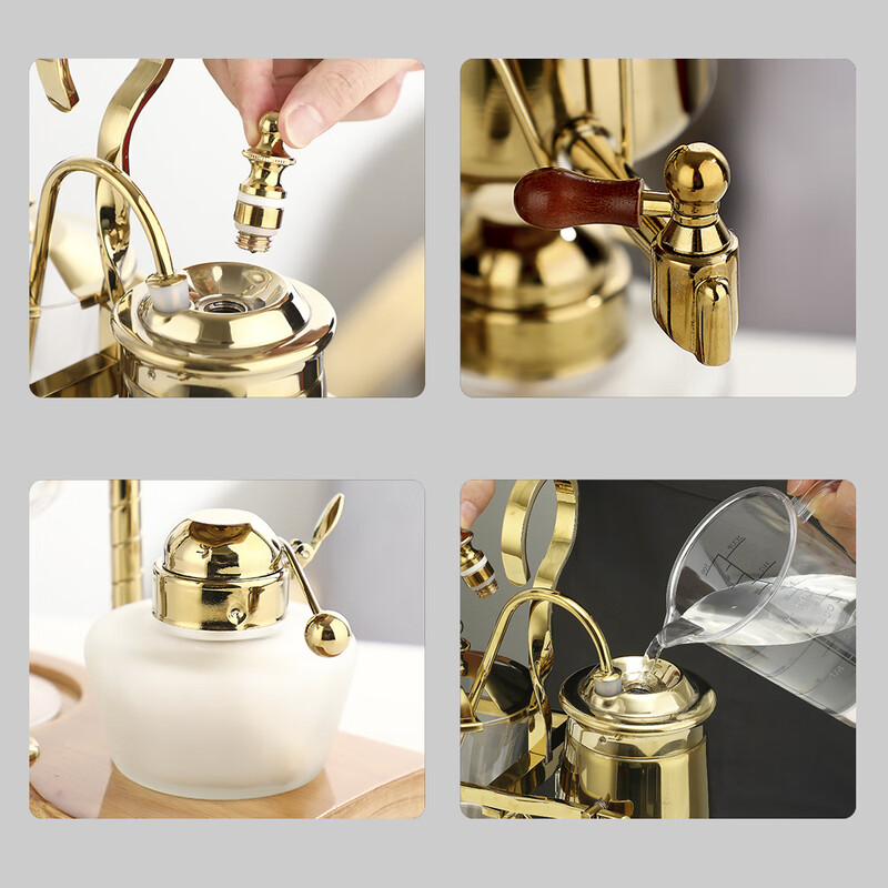 Jiayiyuan coffee hand brewing set siphon espresso machine household Belgian pot siphon espresso coffee machine square black background gold plus grinder