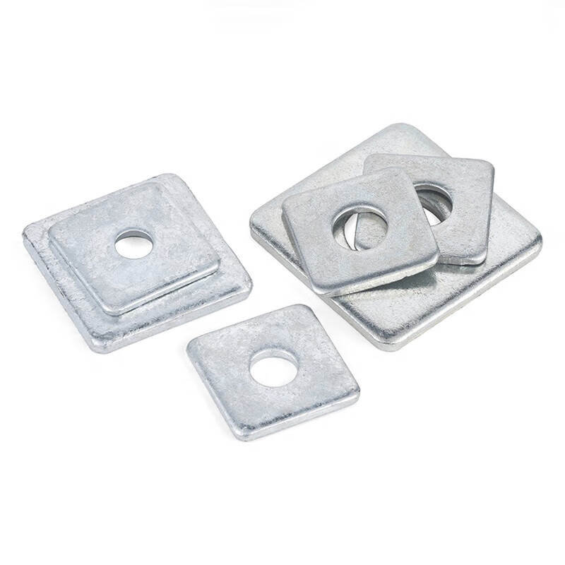 JINGGONG enlarged cold-dip galvanized square gasket thickened perforated iron plate square gasket galvanized iron gasket 20*50*5 (about 25 pieces for five pounds) cold-plated