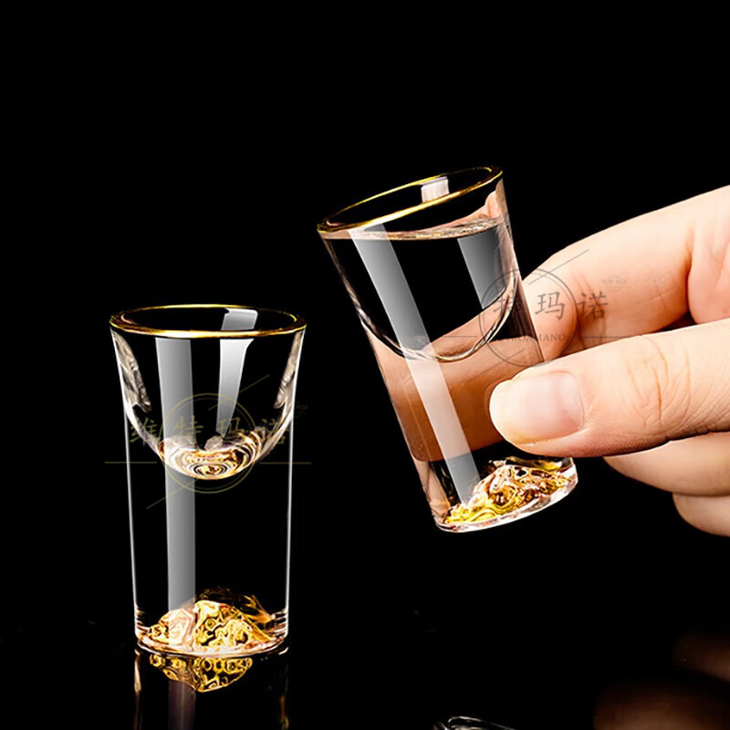 VETROAMANO Jinshan liquor cup set household crystal glass gold foil handle Jinshan bottom wine divider one cup high-end wine set 10 pots 10 cups gold handle gold base