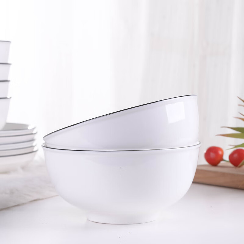 Haoya high temperature underglaze color Jingdezhen ceramic tableware soup bowl large rice bowl simple noodle bowl elegant 6-inch noodle bowl 2 pack