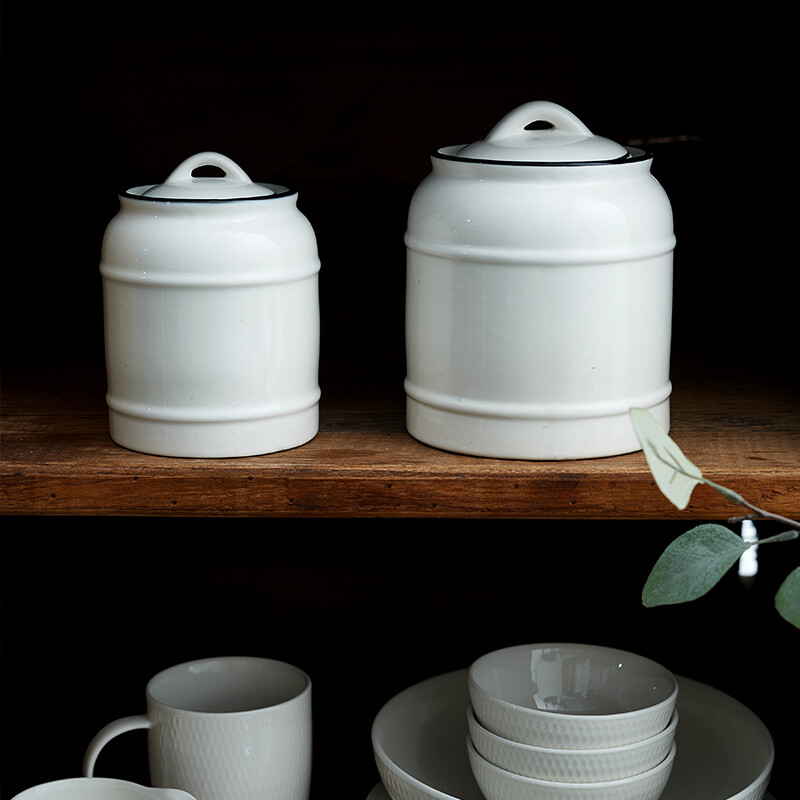 INMIND HOUSE kitchen lard jar household high temperature resistant ceramic jar with lid oil spicy jar chili oil special jar large