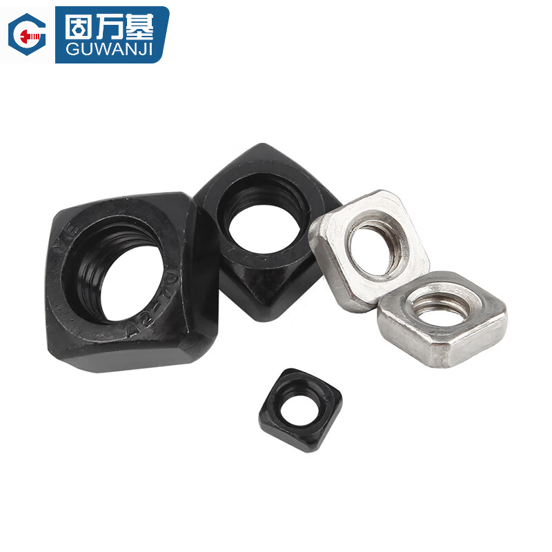 Guwanji 304/201 stainless steel square nut square nut square nut locking thin screw nut national standard M4x7x2 (white zinc right angle) 200 pieces