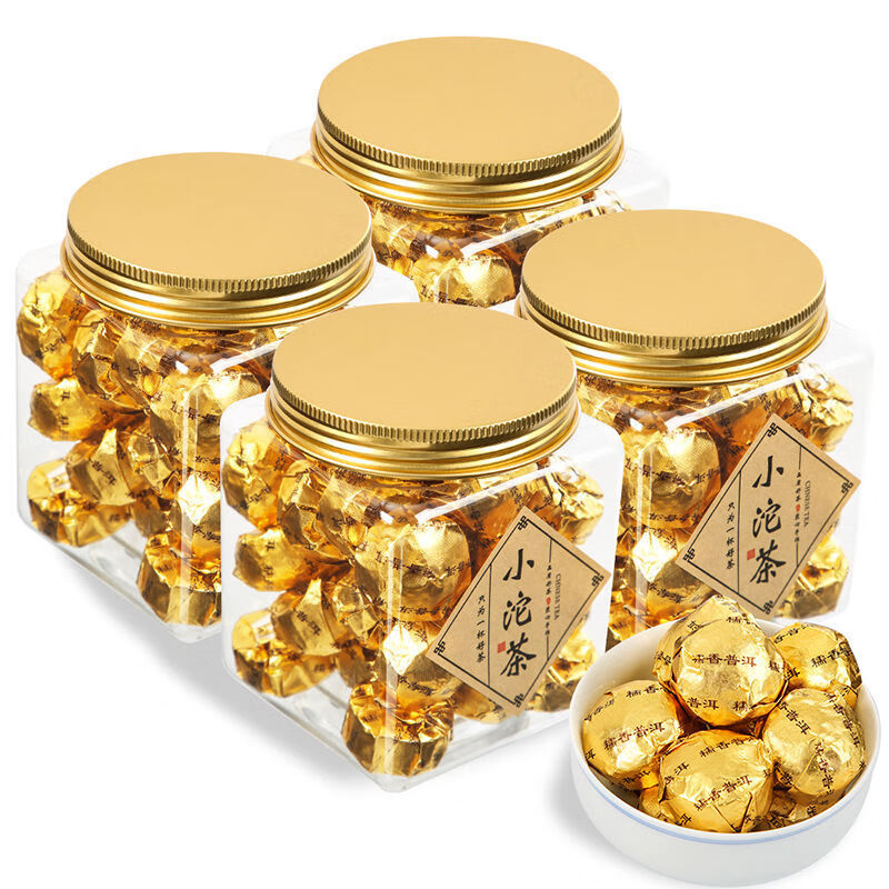Changrui glutinous rice fragrant Pu'er tea ripe tea Pu'er tea Yunnan Nuoxiang mini Xiaotuo tea cake gold brick 125g 125g 4 cans with tea separation cup