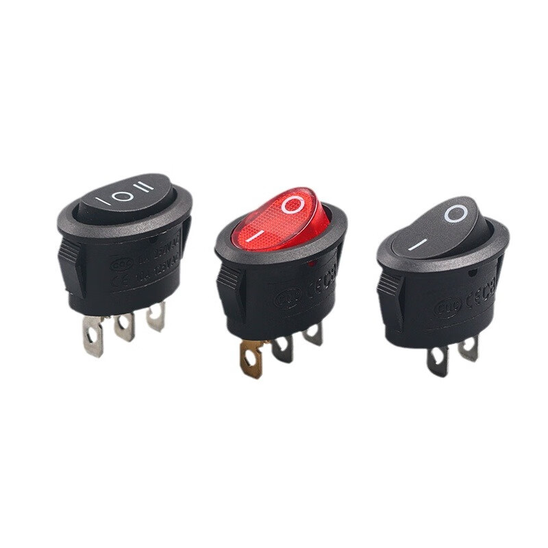 KCD1 elliptical button two-pin two-speed boat switch three-pin three-speed rocker switch red and black power switch wholesale 3-pin 3-speed red