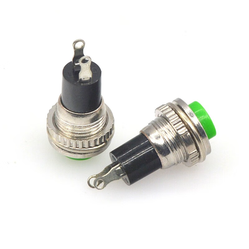 TaoTimeClub power switch self-reset button DS-316 10MM red and green upper wire lock-free switch lock-free switch 10MM green (2 pieces)