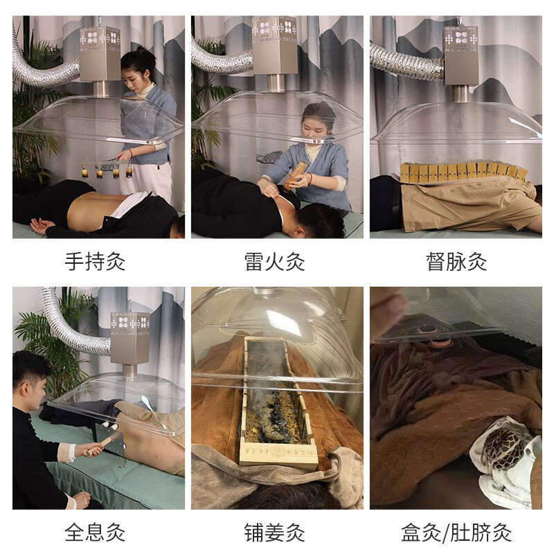 SZJIJE Moxibustion Pavilion Smoke Exhaust Artifact Traditional Chinese Medicine Hospital Pediatric Massage and Moxibustion Project Smoke Exhaust System Pipeline Smoke Exhaust Fast and No Residue Two-bed 150P fan package + 80*40 huge hood