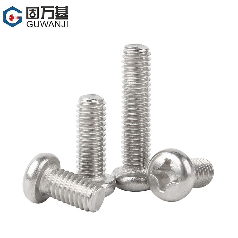 Guwanji 304 stainless steel cross round head screw machine screw pan head bolt switch socket screw round head machine screw M4x10 50 pieces