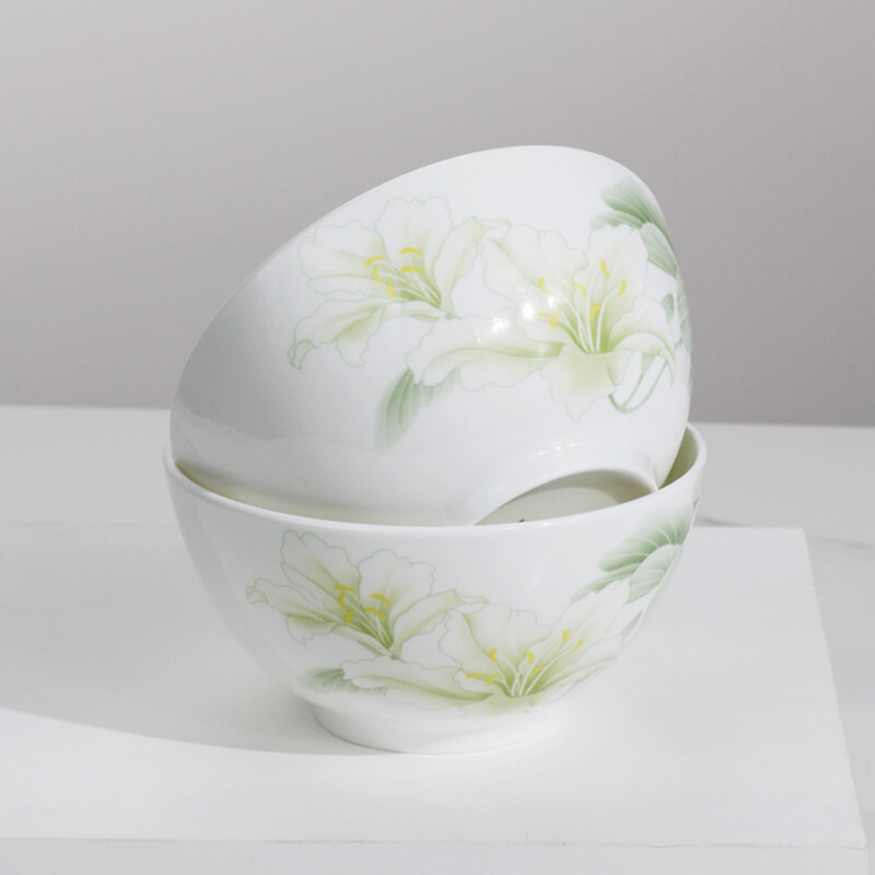 Huaguang National Porcelain bone china tableware set lead-free cadmium healthy glaze color bowls and plates gift box set Qingqiu Yayun 4 people Qingqiu Yayun 4 bowls 4 plates 4 spoons