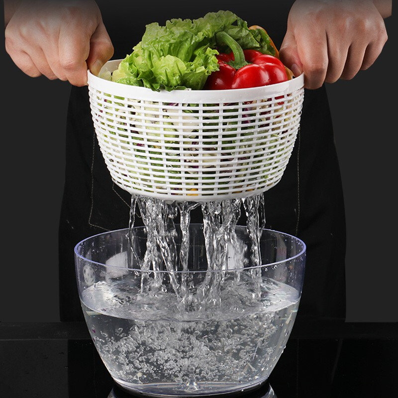 Baijie vegetable dehydrator, vegetable washing and draining basket, multifunctional electric salad dehydrator, fruit salad dehydration basin, large capacity 4.75L electric dehydration and quick drying