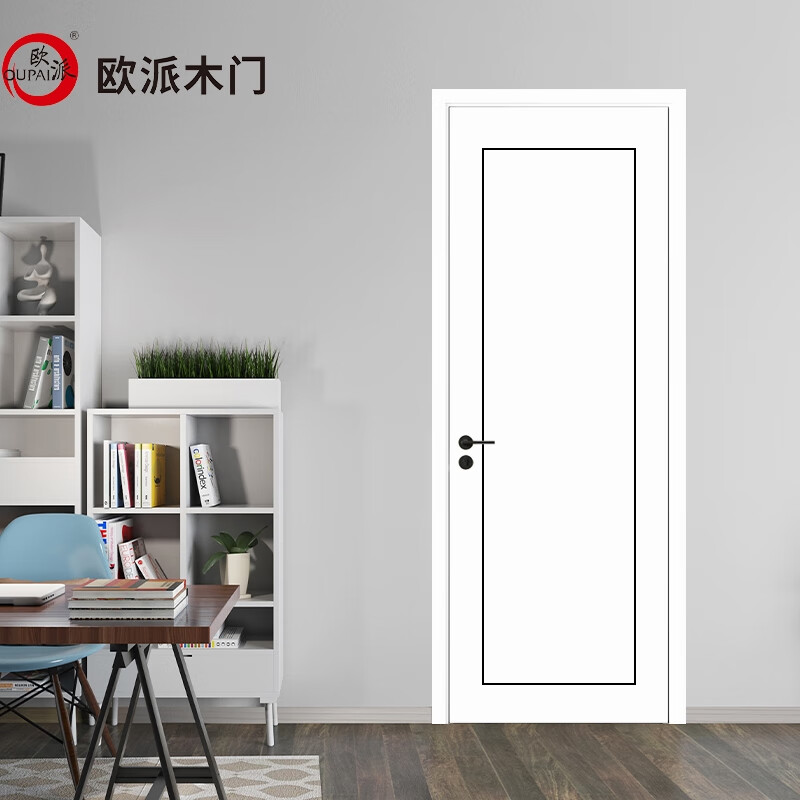 Oppe wooden door bedroom door interior room door paint-free door 50 thick door leaf ENF grade environmentally friendly ecological film wood square filled solid wood composite door household invisible door double door can be customized OPWS022J-50 thick door + double bag door cover