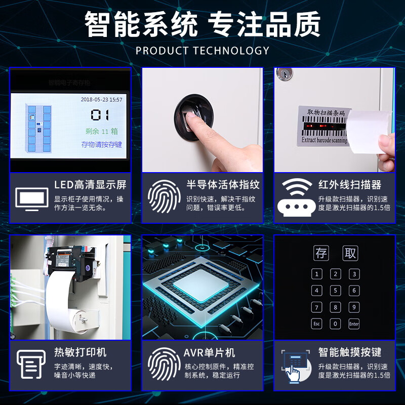 Spurge Electronic Bag Storage Cabinet Smart Storage Cabinet Mobile Phone Storage Cabinet Shopping Mall Locker Self-service Scanning Cabinet 48 Doors Face Recognition Orange