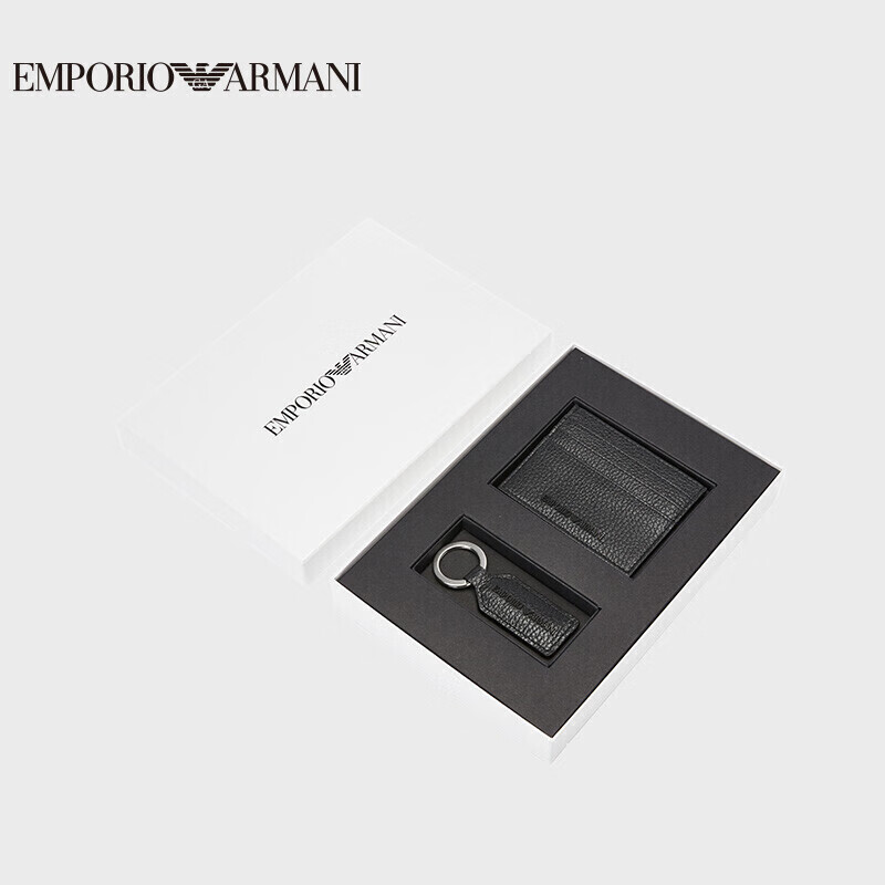 90% new Armani EMPORIO ARMANI gift EA men's card holder keychain set gift box