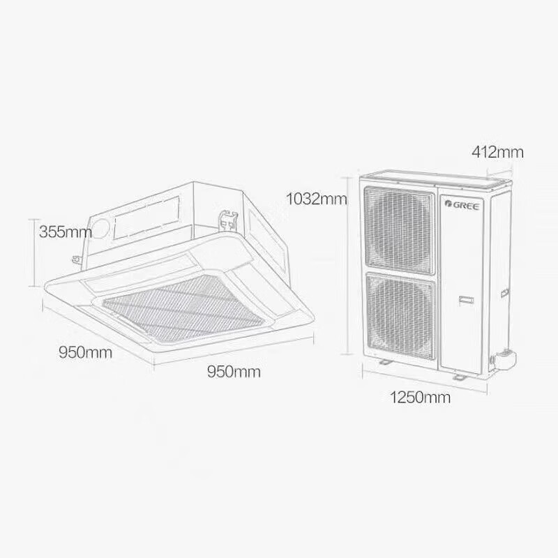Gree GREE central air conditioning ceiling machine 2 hp 3 hp 5p one-to-one commercial fixed-frequency heating and cooling dual-use single cooling shopping mall catering embedded ceiling machine ceiling-type patio machine second-hand 90% new 3 single cooling four-way air outlet
