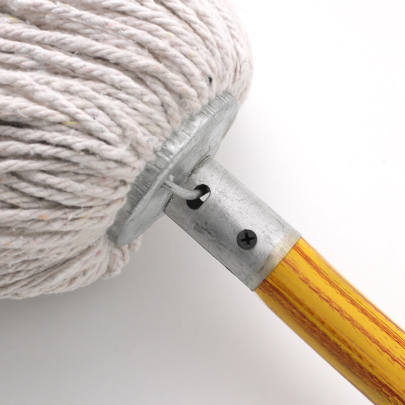 Kelibang wooden pole mop cotton thread hall old mop dust push mop factory hotel lobby property absorbent mop white round head wooden pole KB3455