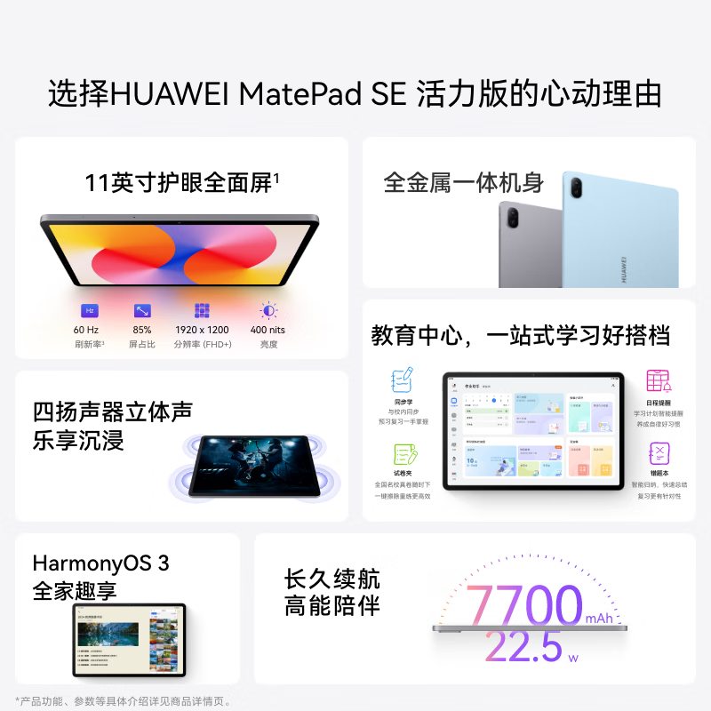 95% new HUAWEI MatePad SE Vitality Edition 11 inches 2024 model Huawei tablet entertainment student learning tablet 8+128GB WiFi Nebula Gray