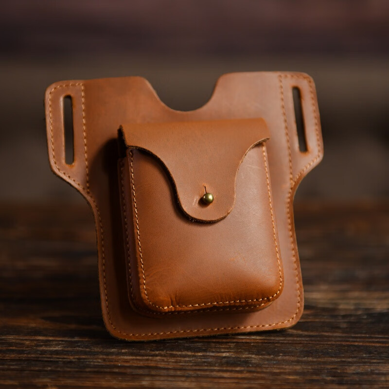 Kangaroo wears going out mobile phone waist bag men's Harley small waist bag men's construction site work 2024 multifunctional belt light brown