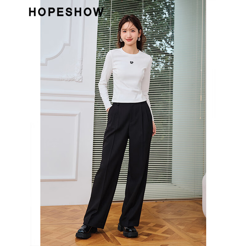 Red sleeve letter embroidered right shoulder long-sleeved T-shirt spring and autumn new women's round neck chic niche slimming versatile bottoming top in white 001 M