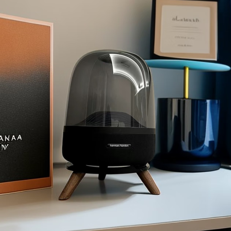 Cosentop is suitable for Harmankardon Harman Kardon audio stand floor-standing vertical type glass 2/3/4 generation crystal 4th generation solid wood desktop type wall-mounted black walnut (with light)