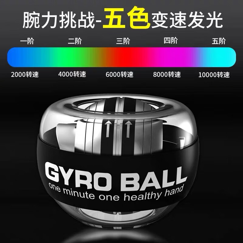 Gaishi wrist strength ball self-starting 100 kg men and women super gyro decompression wrist centrifugal ball finger new grip device exercise ball arm strength training Douyin same style self-starting transparent black-no light, ball bag included