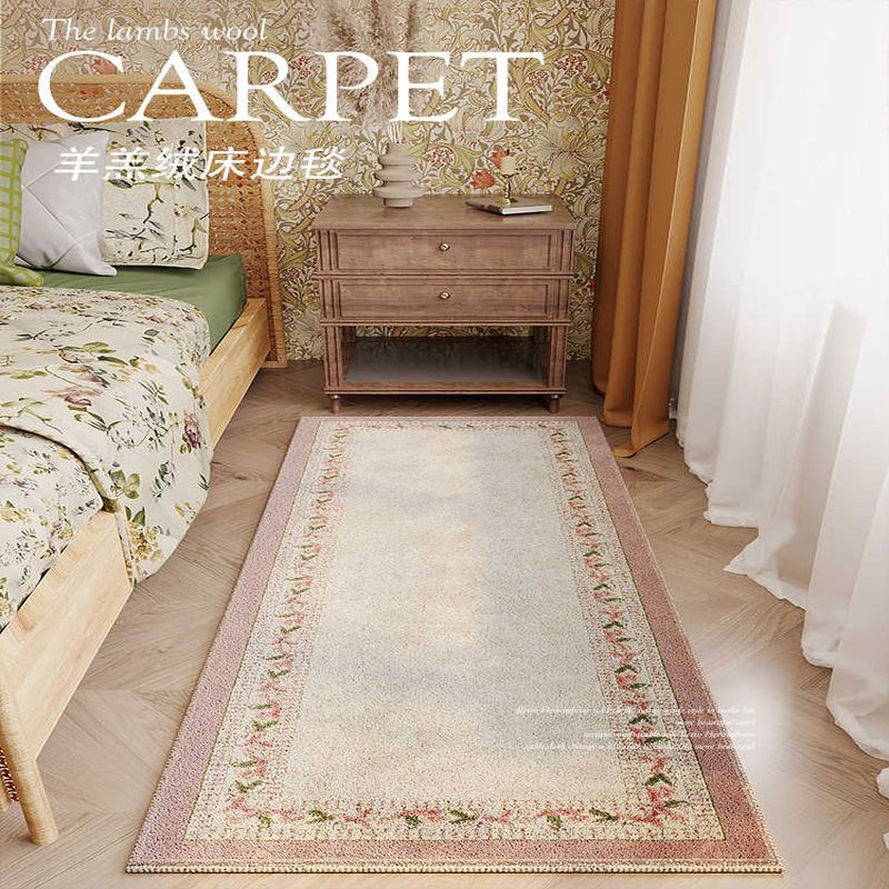 Meikale Bedside Blanket Bedroom Lamb Velvet Light Luxury High-Quality Plush Carpet Thick Floor Mat in Front of the Bed for Sitting and Lying Non-Slip Mat Green Fields All Over - Lamb Velvet Bedside Blanket Customized Contact Customer Service