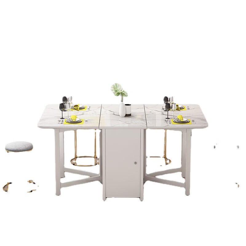 Supai dining table retractable folding dining table for home modern simple table and chair combination small apartment sideboard home dining table A style white marble 1.3m