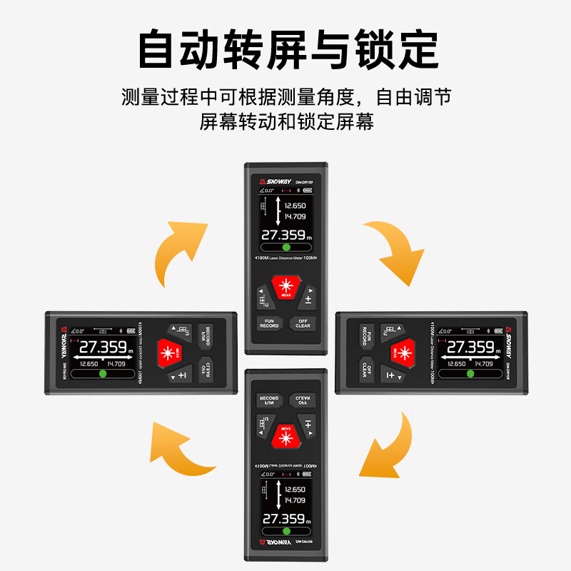 Shendawei two-way handheld laser range finder electronic ruler high-precision measuring instrument infrared back magnetic suction 200 meters SW-DR100 (two-way red light can measure 200 meters)