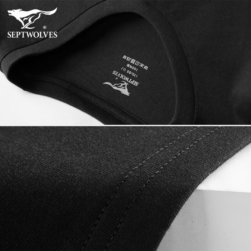 Septwolves 3-piece men's pure cotton short-sleeved T-shirt men's vest underwear half-sleeved old man's shirt round neck bottoming cotton white undershirt 3 pieces pure cotton round neck hemp gray + white + black L (recommended weight 110-130 pounds)