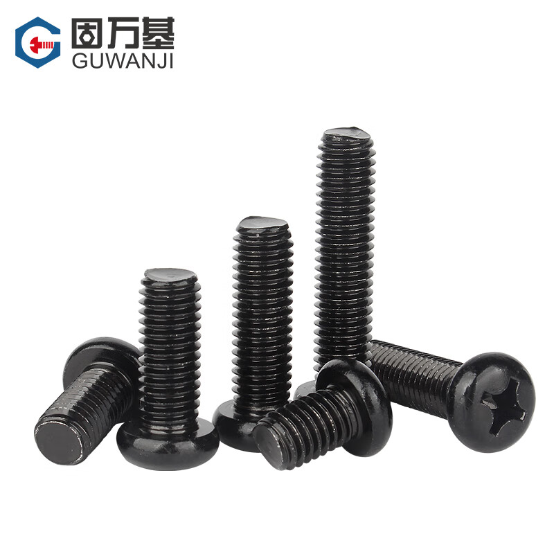 Guwanji black 304 stainless steel cross round head screws, pan head bolts, screws, extended fastener accessories, M3x8 50 pieces