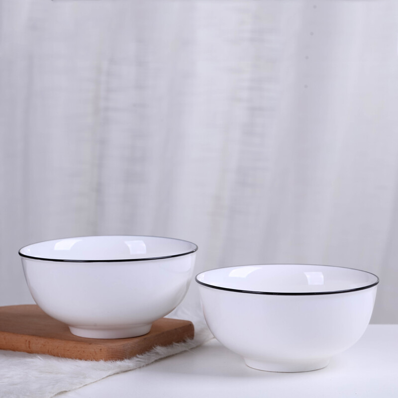 Haoya high temperature underglaze color Jingdezhen ceramic tableware soup bowl large rice bowl simple noodle bowl elegant 6-inch noodle bowl 2 pack