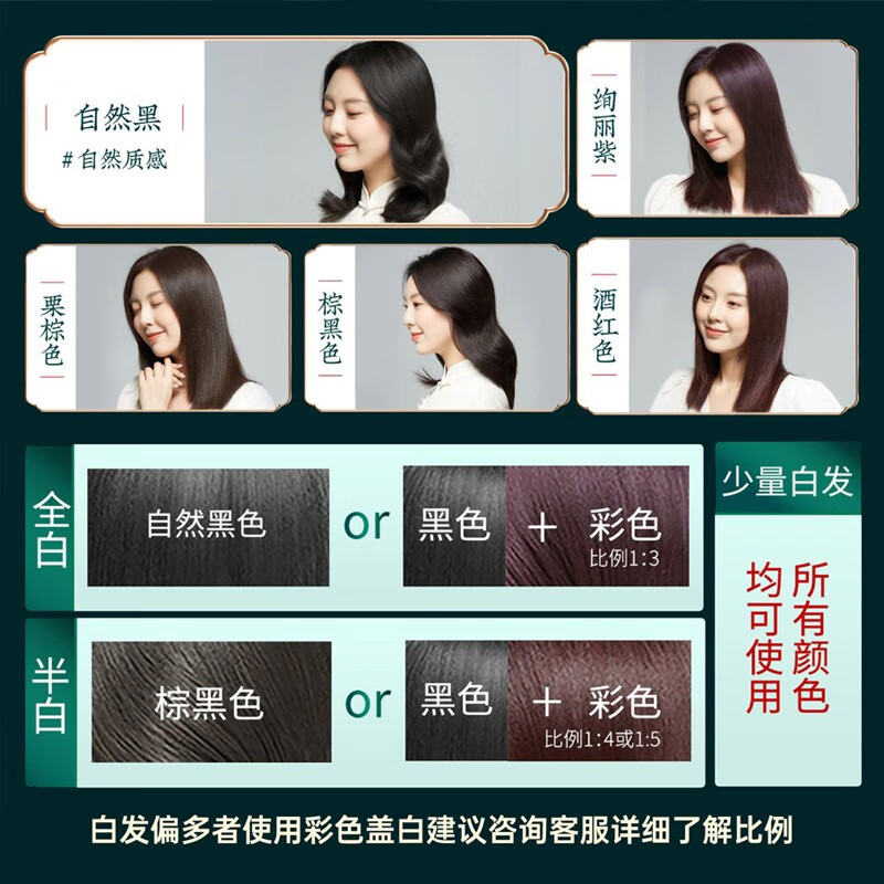 Zhencaotang hair dyeing cream at home with seven kinds of plant conditioning type to cover white and natural black