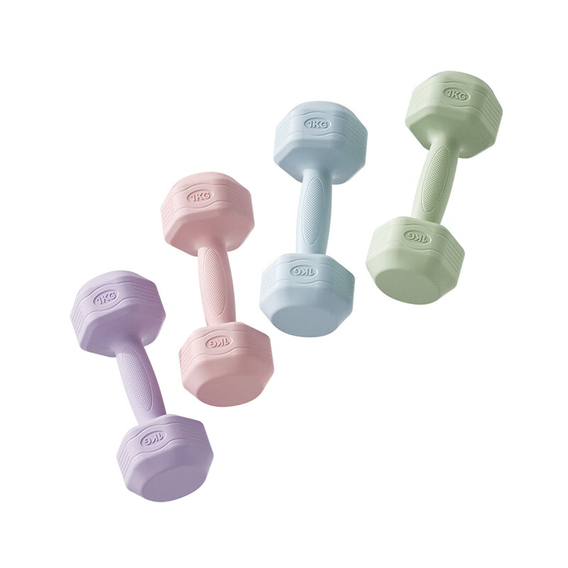 Langwei dumbbells for women fitness small dumbbells for ladies students home plastic-coated beginners arm muscle fitness equipment yoga shaping cherry blossom powder 1.5kg*2