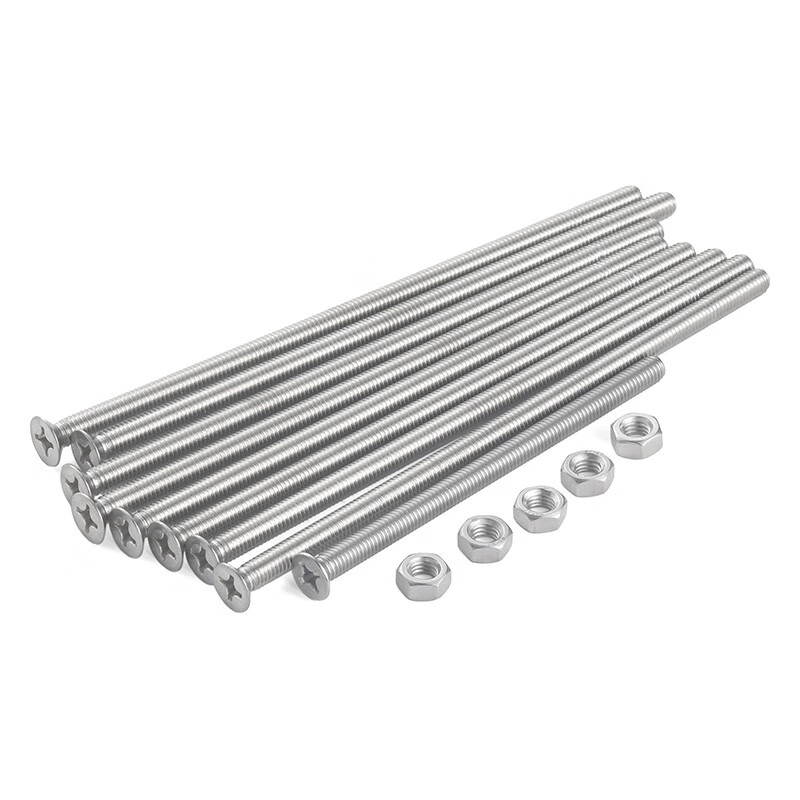 JINGGONG 304 stainless steel extended cross countersunk head screws flat head long screw rod with nut 6L M4*130 (5 sets)