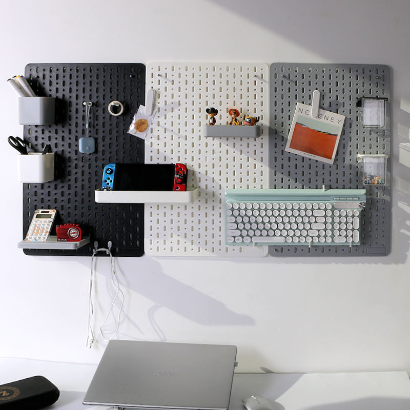 Sante E-Sports Perforated Board No-Punch Office Desk Fixer Black Perforated Board Porch Hanging Wall Accessories Hook Three-Board E-Sports Combination Comes with 12 Wall Stickers No Specifications