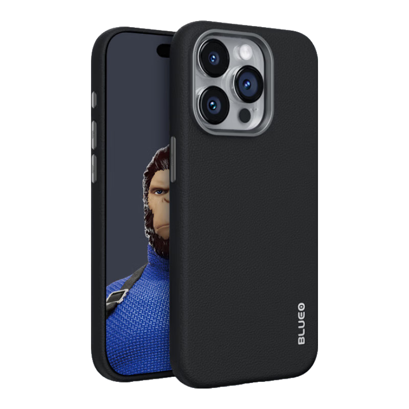 95% new Mr. Blue Ape is suitable for Apple 16promax mobile phone case magsafe wireless magnetic charging business light luxury plain leather iphone16promax protective case elegant black