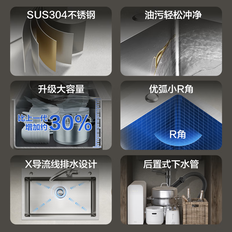 VATTI 304 stainless steel sink large single-slot kitchen sink integrated basin household vegetable sink basin S3 series